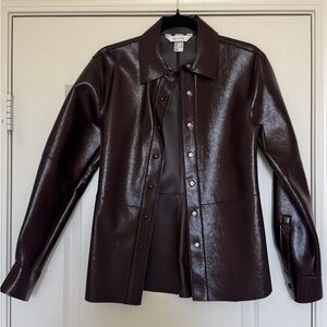 H&M Dark Brown Leather Top & Skirt